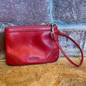 Vintage Fossil Fire Engine‎ Red leather mini clutch wristlet